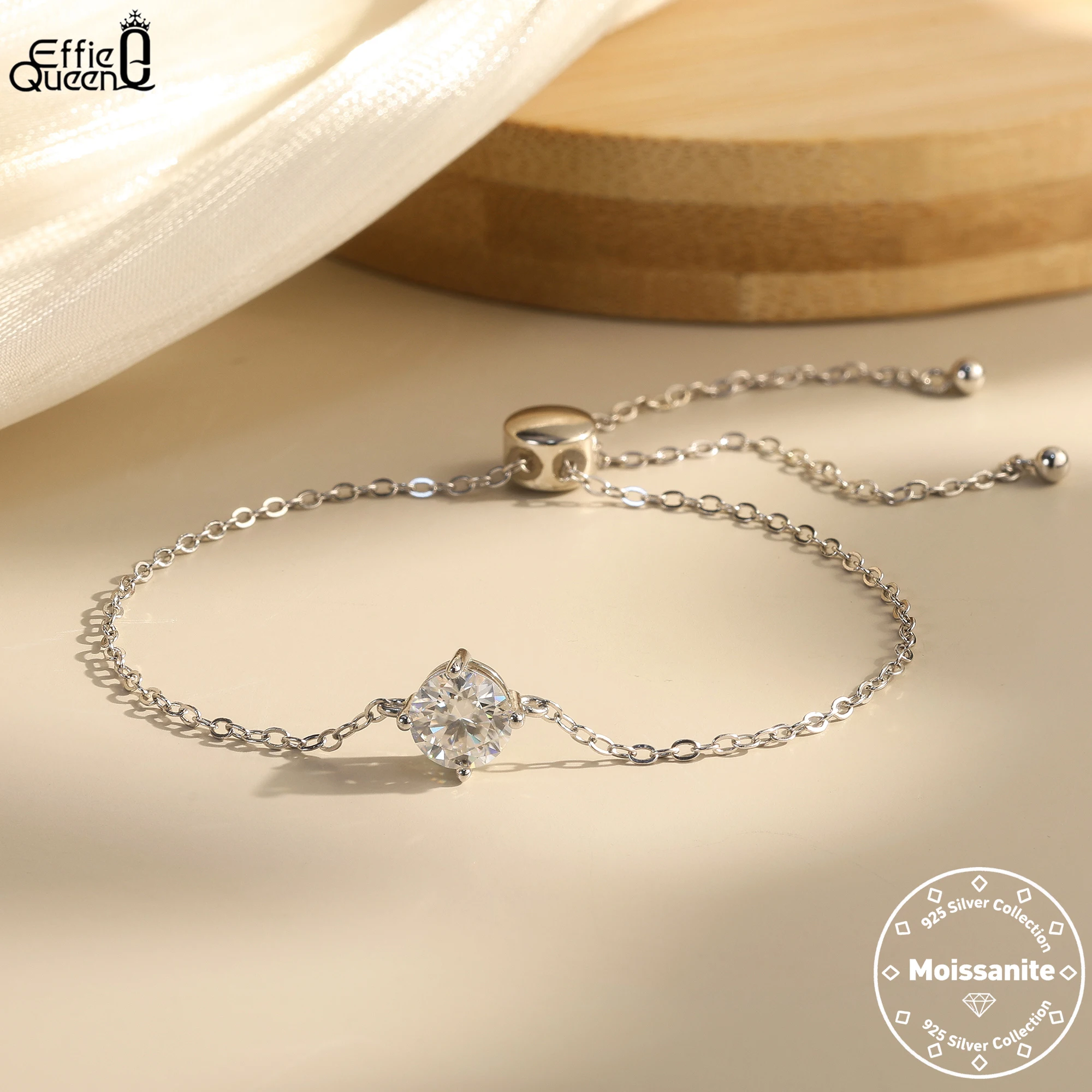 

EFFIE QUEEN 100% S925 Silver Oval Cut Moissanite Cable Chain Bracelet Simple Jewelry for Women, Men Birthdays Celebration MOB08