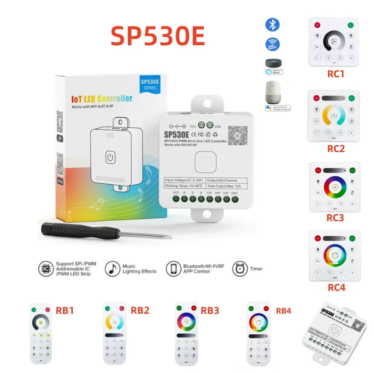 multi function led strip light 5v24v sp530e spi pwm 5ch tudo em um rgb rgbw rgbcct sk6812 ws2811 5050 3528 12v 01