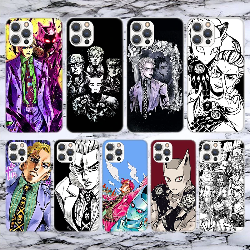 JoJo Kira Yoshikage Killer Queen Soft Phone Case For iPhone 16 15 14 13 12 11 Pro Max X XR XS 7 Plus 8 + SE 16Max Pattern Custom