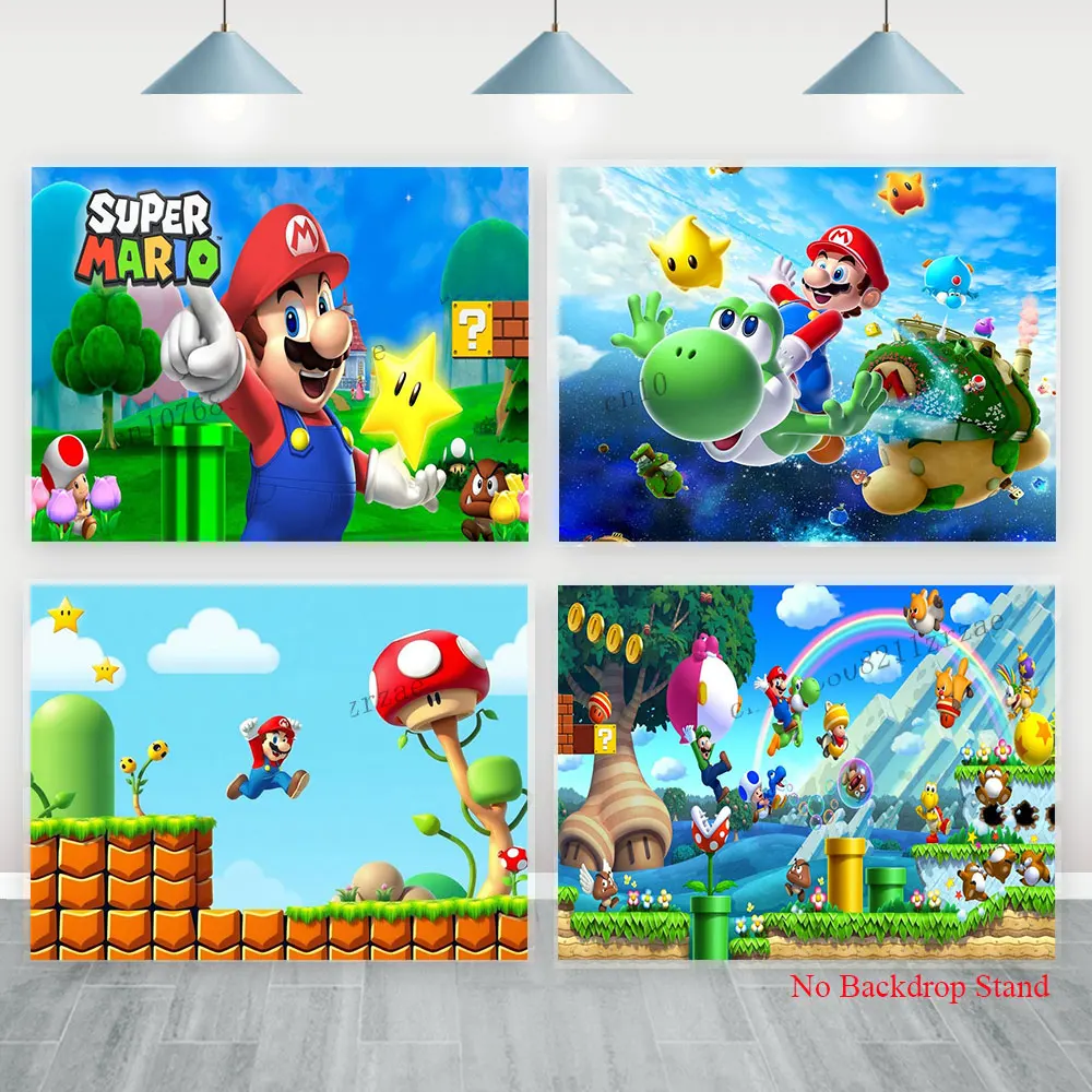 Super Mario Bros toile de fond enfants garçons fête d'anniversaire décoration défi jeu fond bébé douche bannière photographie accessoire