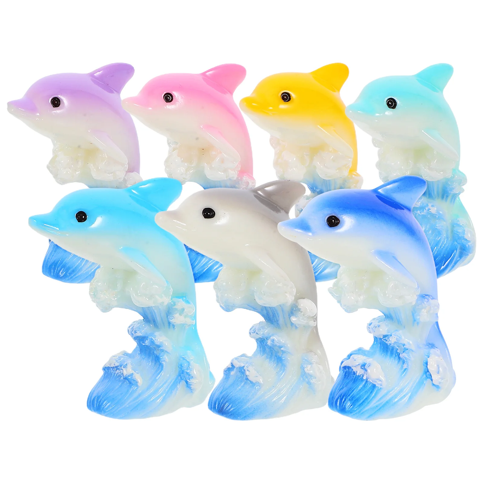 

7 Pcs Micro Landscape Dolphin Tiny Resin Animals Mini Ornament Miniature Decoration The