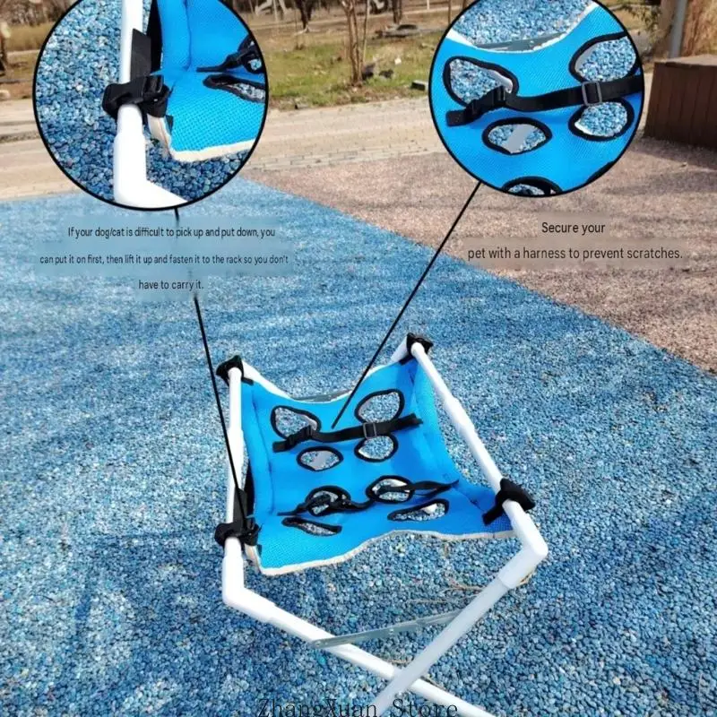Pet Grooming Hammock for Small Dog and Cats, Trimming Rack with Limb Opening, Buckles Hanging Strap, Washable Fabric Helper for