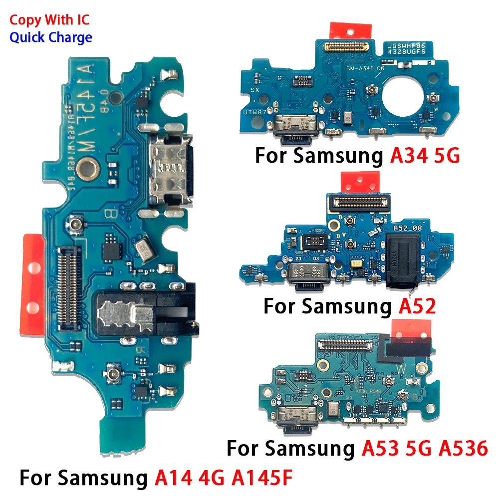 5​0Pcs，Tested USB Charging Jack Plug Socket Port Connector Board Cable For Samsung A14 A23 A24 4G A21 A34 A53 A54 A33 5G A52 A72