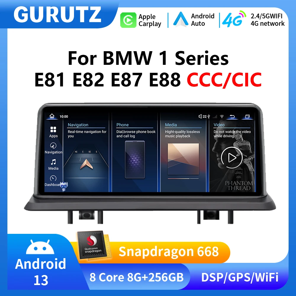 

Android 13 Wireless CarPlay for BMW 1 Series E81 E82 E87 E88 CCC CIC System GPS Car Multimedia Player Auto Radio Stereo 4G WiFi