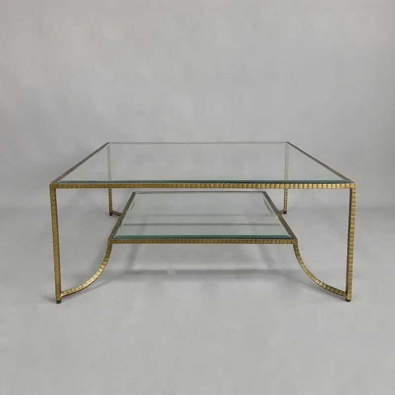 

luxury retro wrought iron tempered glass coffee table villa hotel model room forged wrought iron living room coffee table