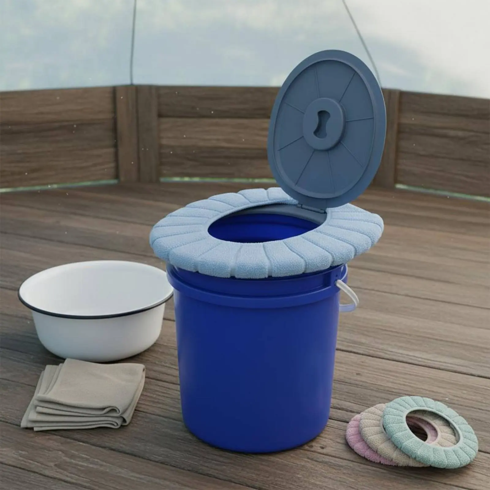 Portable Commode Lid Universal Fit Pail Toilet Seat Portable Camping Toilet Seat Sturdy Bathroom Aid Waterproof for Travel