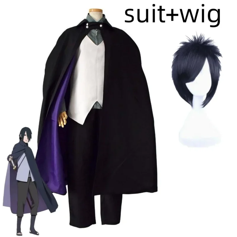 

Аниме Учиха Саске Косплей Костюм Черный Плащ Рубашка Жилет Униформа Полный Комплект Парик Взрослый Мужчина Женщина Хэллоуин Карнавальный Костюм; 6,r'8;p