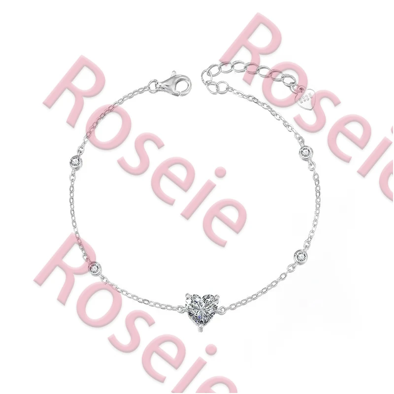 

Браслет Roseie 2026 Classic Luxury с муассанитом 1 карат в форме сердца для женщин, простой дизайн «пузырьки», серебро 925 пробы, ювелирное украшение для вечеринок, подарок