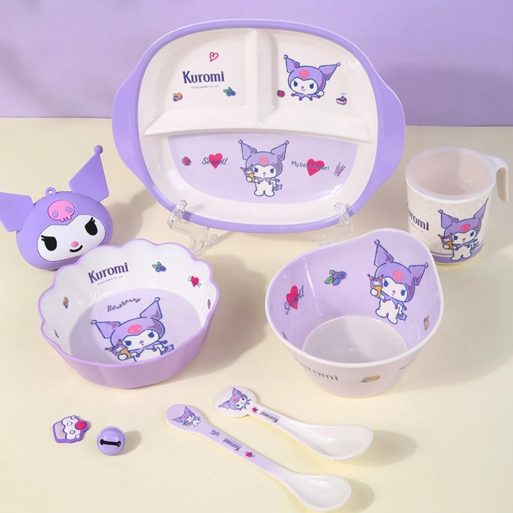 Kuromi Purple Dinnerware Meal Plate Bowl Cup for Toddle Training Tableware Baby Food Bowls BPA Free Dishwasher Microwave Safe