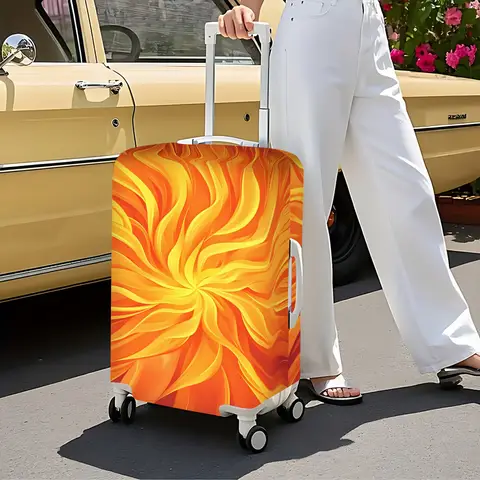 1PC Vibrant abstract flame pattern luggage cover for luggage sizes 18 – 32 inches; dust and elastic travel accessories to effect