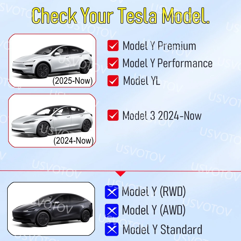 USVOTOV For Tesla Model 3 Y YL Juniper 2025 2026 Center Console Storage Box Organizer Wrap Under Armrest Frame Glasses Holder