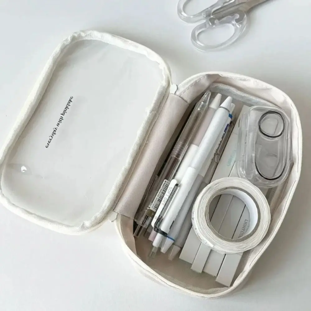 حقيبة أقلام PVC عالية الجودة شفافة مقاومة للماء مقلمة ذات سعة كبيرة حقيبة أدوات مكتبية للمكتب المدرسي