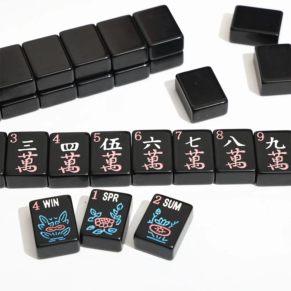 HYS pure black American hand rubbing mahjong leisure and entertainment acrylic mahjong American mahjong tiles