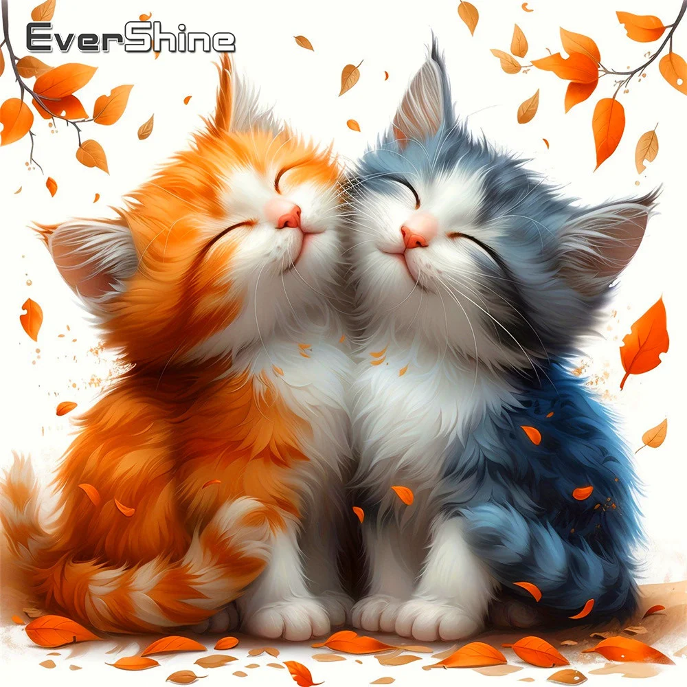 Evershine DIY Diamond Mosaic Animal Cat Rhinestones Cross Stitch Embroidery Diamond Painting Acrylic Craft Supplies Wall Decor