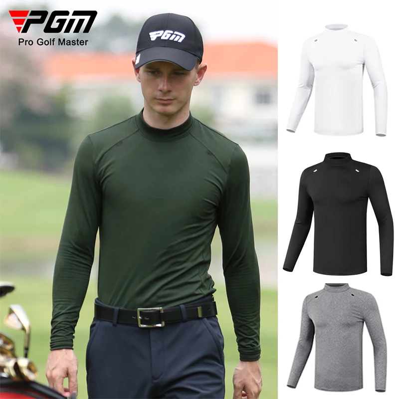 

PGM Golf мужские базовые рубашки осень-зима бархатная футболка с длинным рукавом мужские удобные теплые спортивные топы ветрозащитное нижнее белье для фитнеса