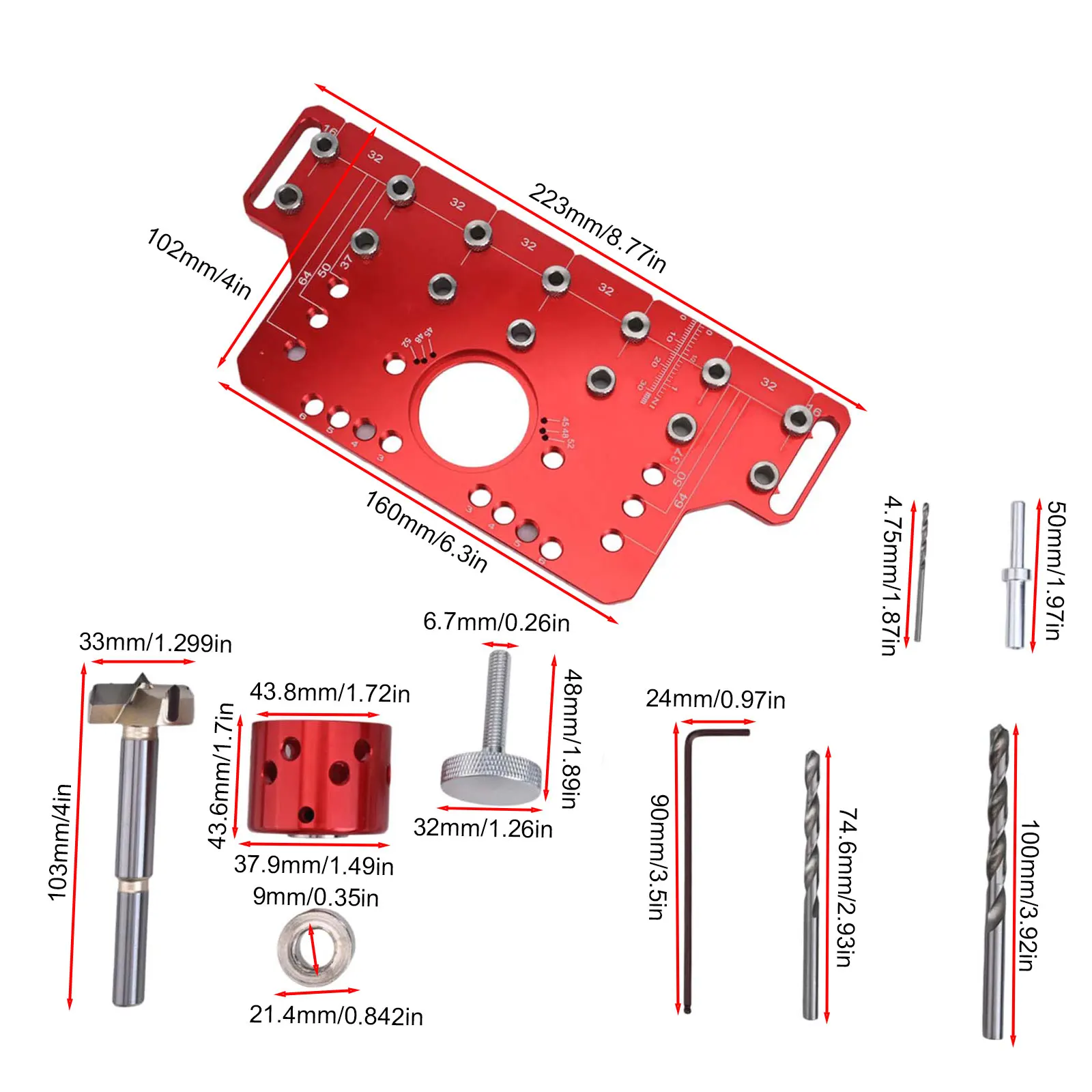 Door Handle Jig Drilling Guide Template Accurate Drilling Design Adjustable Drilling Depth Easy To Use Alignment Angles