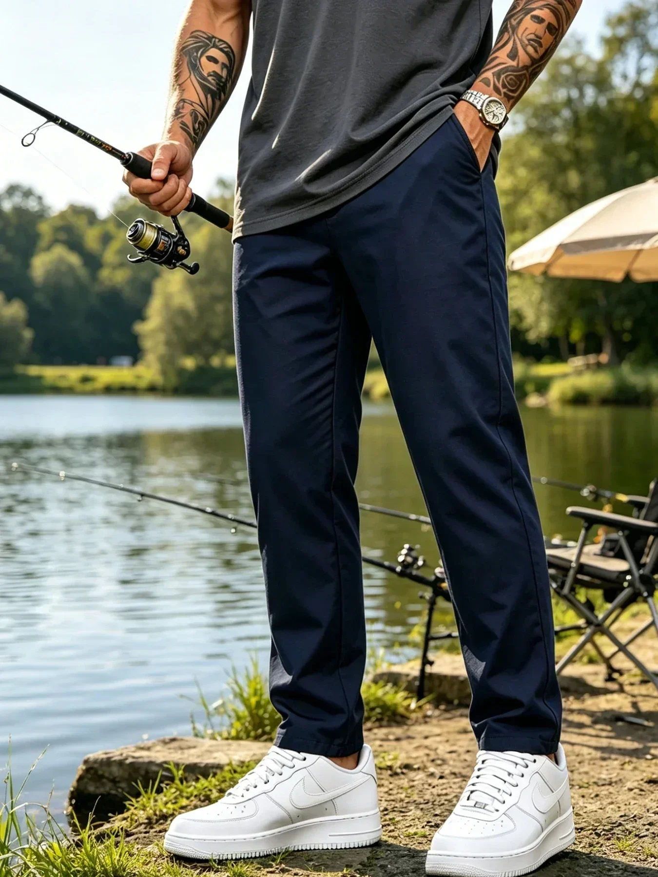 Hautfreundliche, Langlebige Herren-Chinohose mit Geradem Bein, Lässiger Silhouette und Halb-Elastischem Bund für Alltag und Kaffeetreffen – Detail 8