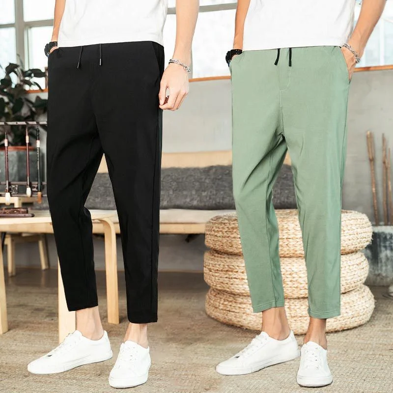 

Casual Pants Men's Spring Summer Pockets Nine-point Pants Korean Loose Haren Trousers Male Harajuku Solid Color Joggers