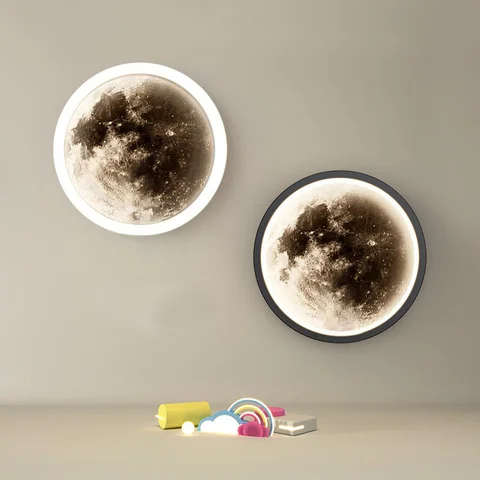 12W LED Wall Lamp Creative Moon Wall Light Corridor Bedroom Living Room Decorative Lamps Children Cozy Sleeping Night Lights
