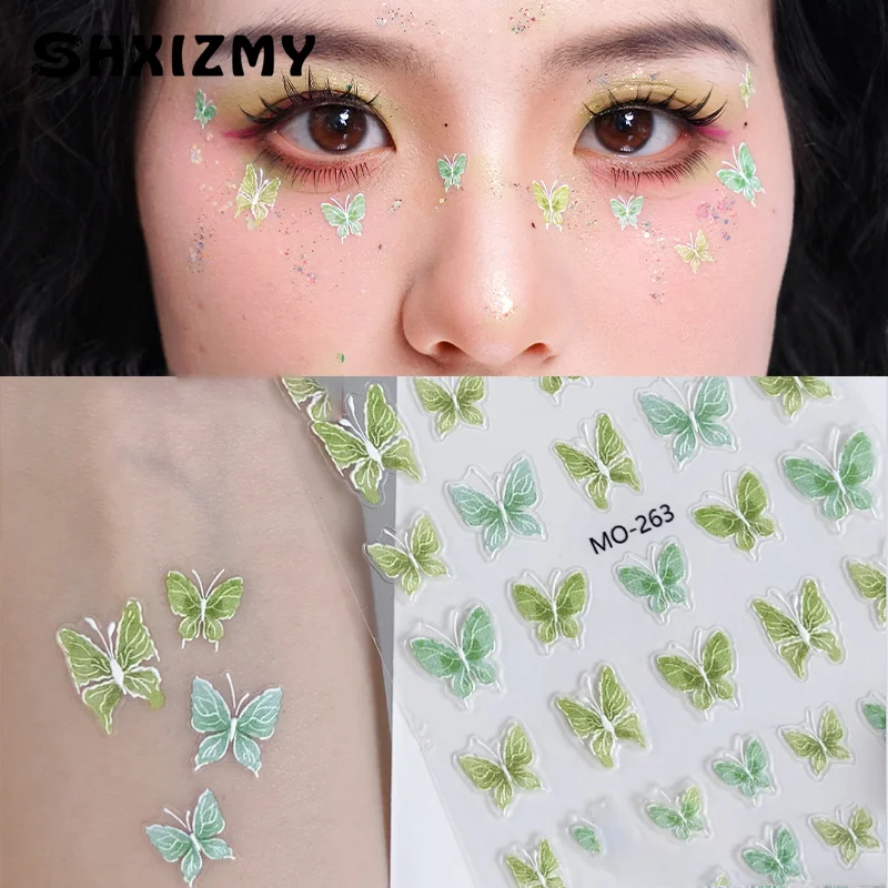 สติกเกอร์ติดหน้ารูปผีเสื้ออุปกรณ์การตกแต่ง DIY หน้าปาร์ตี้ stiker Makeup เวทีพร้อมกาวในตัว