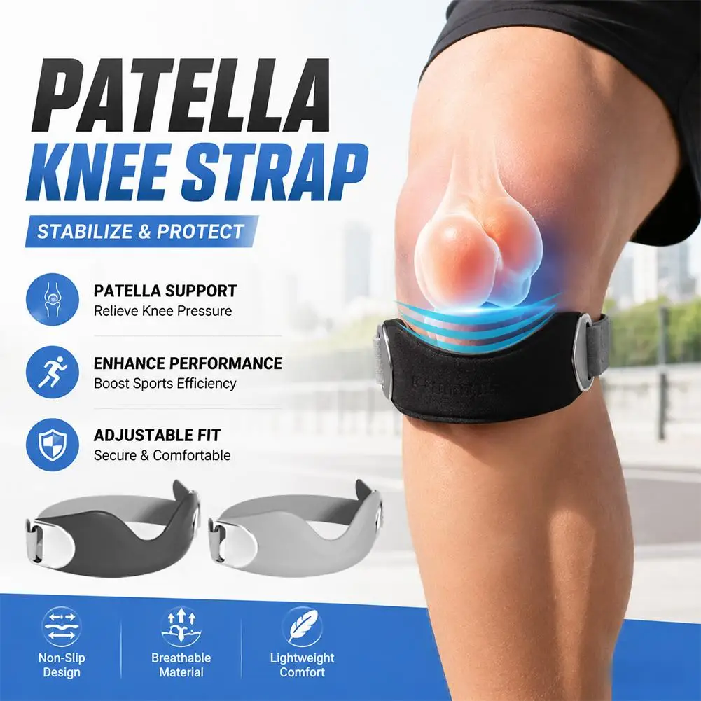 Adjustable Patella Knee Strap Silicone Support Band for Pain Relief Breathable Sports Knee Brace for Running Basketball