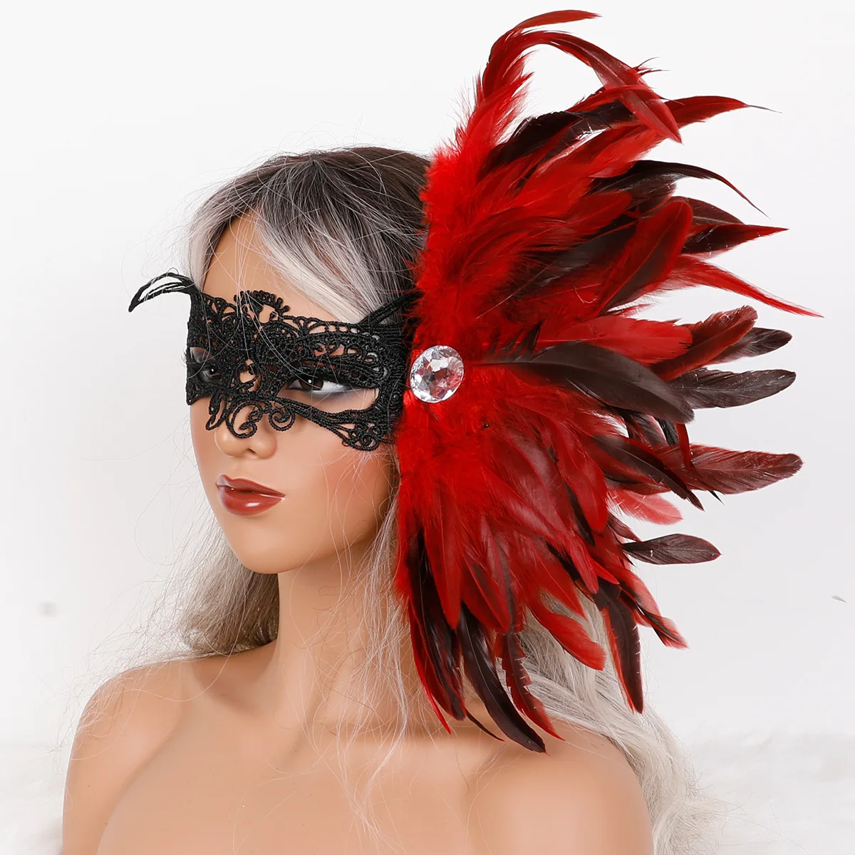 

Masquerade Sexy Feather Mask Halloween Adult Party Role Play Queen Half Face Lace Mask Stage Costume Performance Accessories