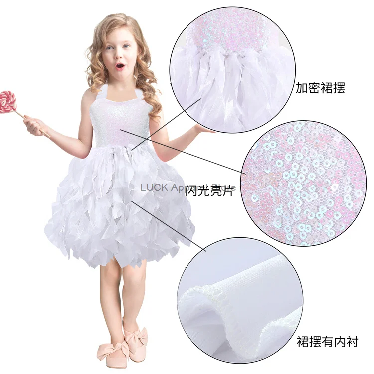 Children's Day Cosplay Double Layered Spiral Willow Princess Skirt Clothing Children's Skirt Girls Performance Dress Sequin Tutu