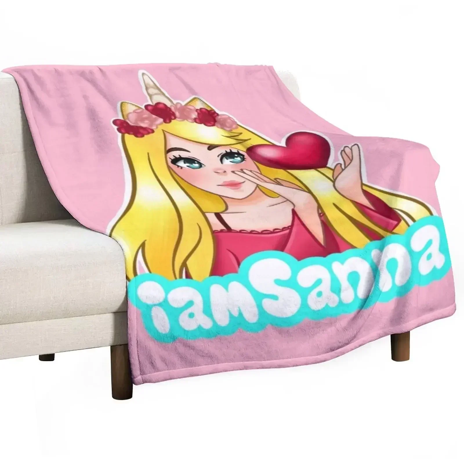 iamSanna Loves Unicorns Pink Throw Blanket warm winter halloween Decorative Beds Plaid on the sofa Blankets