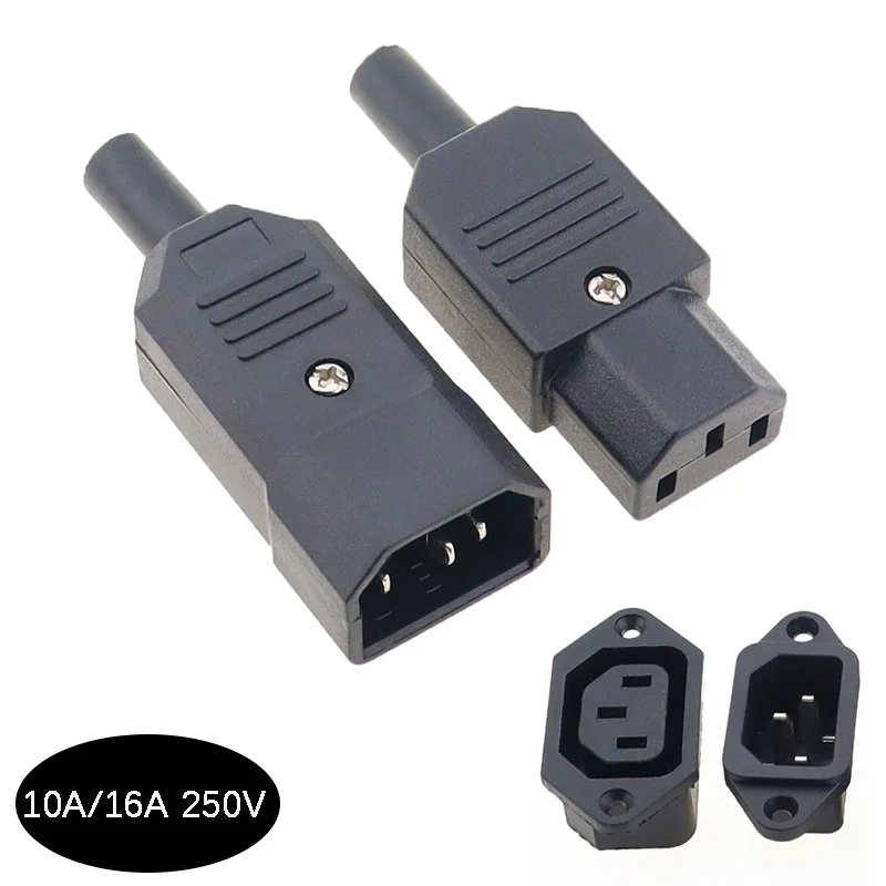 1PCS IEC320 C14 C13 Electrical AC Socket 3 Female Male Inlet Plug Connector 3pin Socket Mount