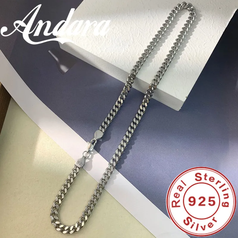 Asli 925 Perak Murni 8MM Kalung Kuba Pria Wanita Pernikahan Perhiasan Bagus Aksesori Hadiah Pesta