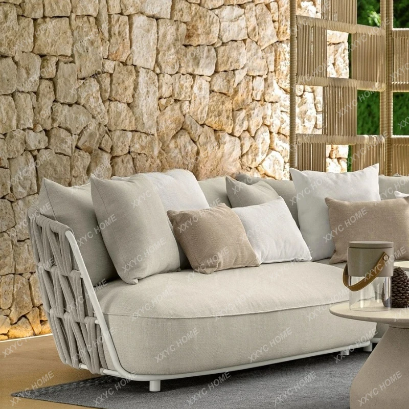 

Уличный диван из ротанга для сада, водонепроницаемый и солнцезащитный, с креслами, мебель из алюминиевого сплава, уличный садовый комплект