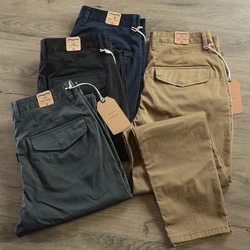 2024 Summer New American Retro Thin Stretch Compatible Dad Casual Pants Men's 97% Cotton Washed Straight Tapered Pencil Trousers