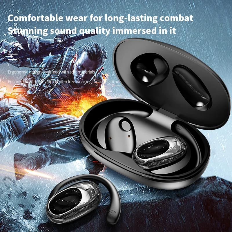 New YX39 OWS Ear Hanging Wireless Bluetooth Earphones LCD Touchscreen Color Screen ANC Intelligent Multi functional Headphones