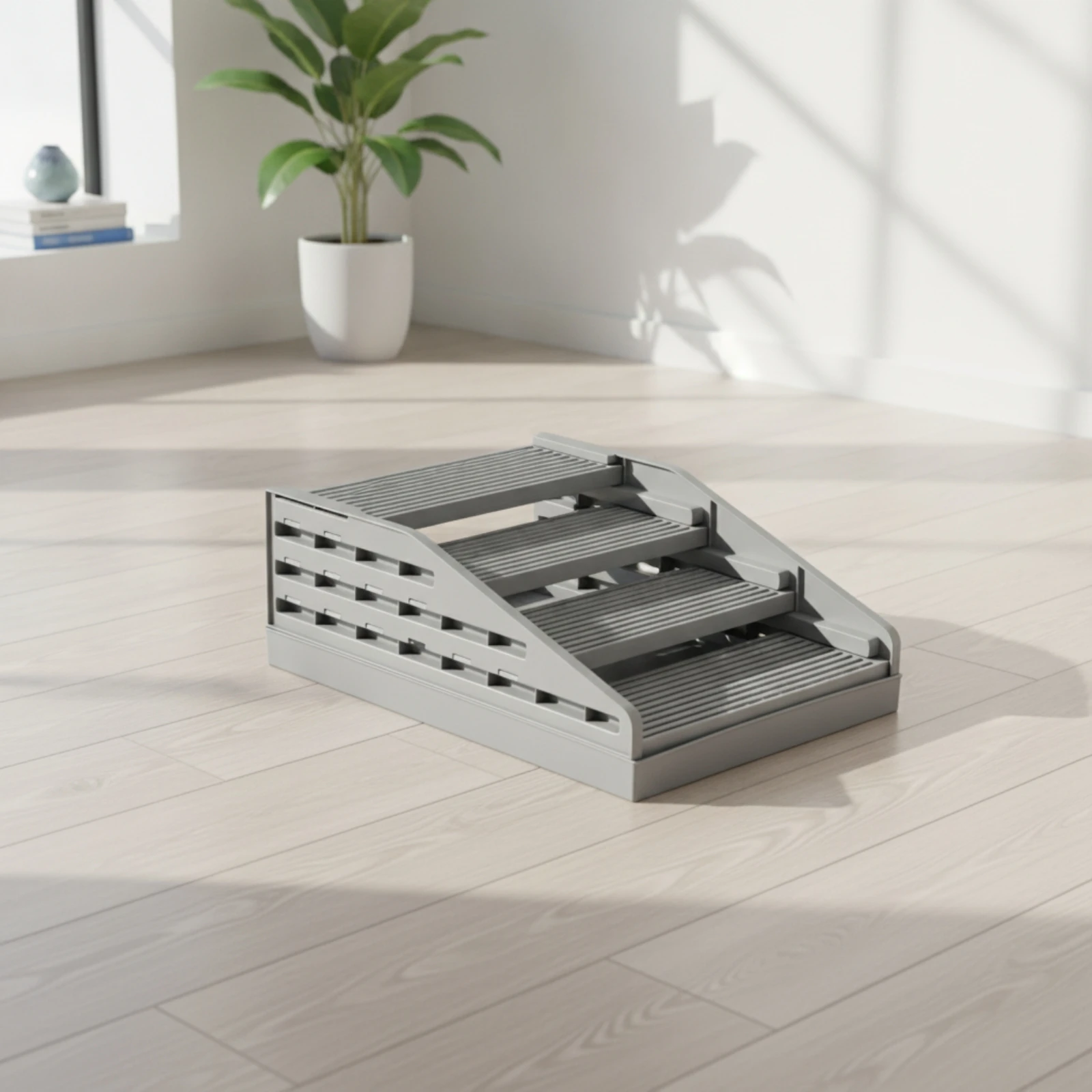 Litter Control Mat with Ramp Double Layer Stepped Litter Ramp Space-Saving Anti-Tracking for Cats, Apartments