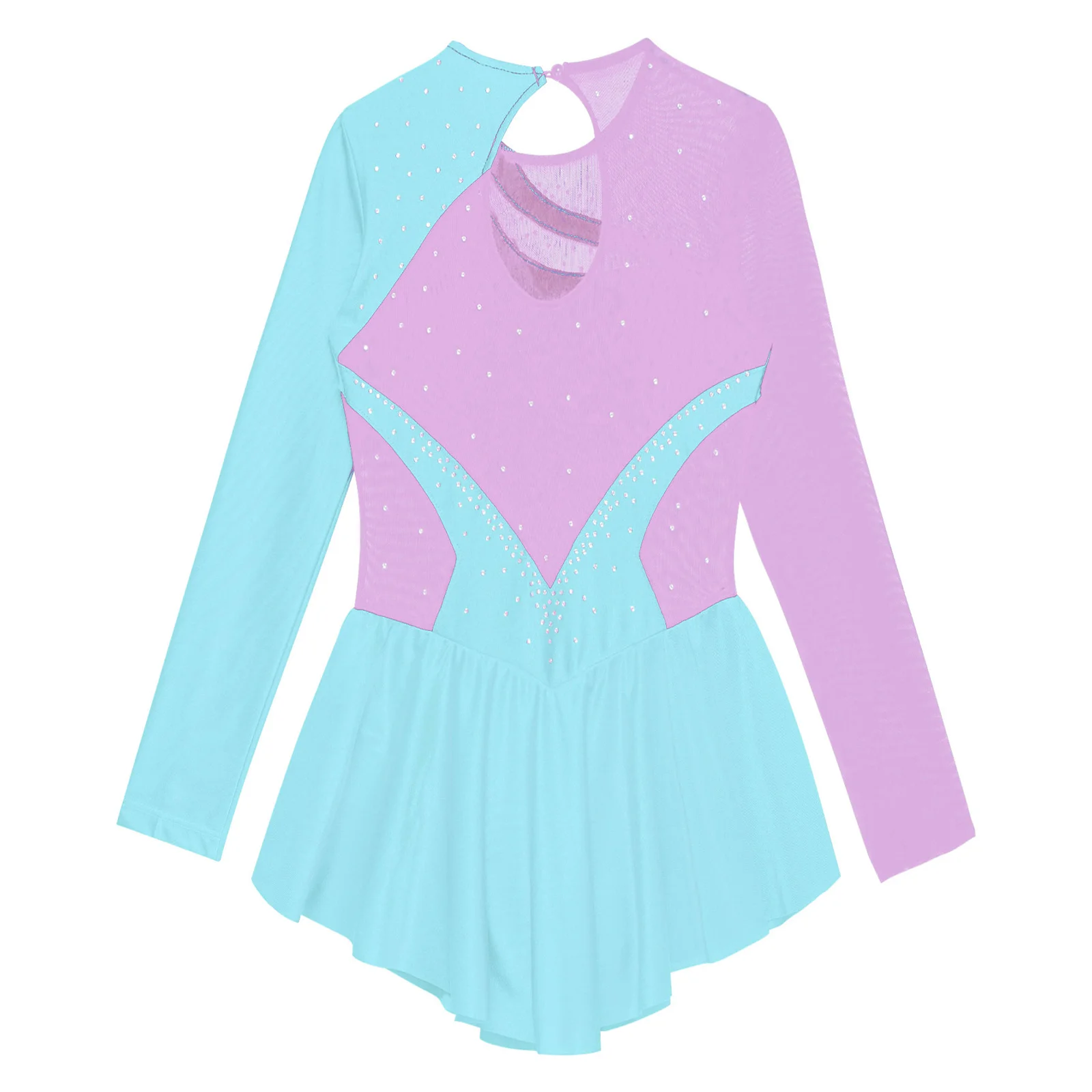 Vestido Tutu Ballet para Meninas, Collant Ginástica, Manga Longa, Traje de Patinação Artística Strass, Vestidos de Bailarina, Roupa de Dança Infantil