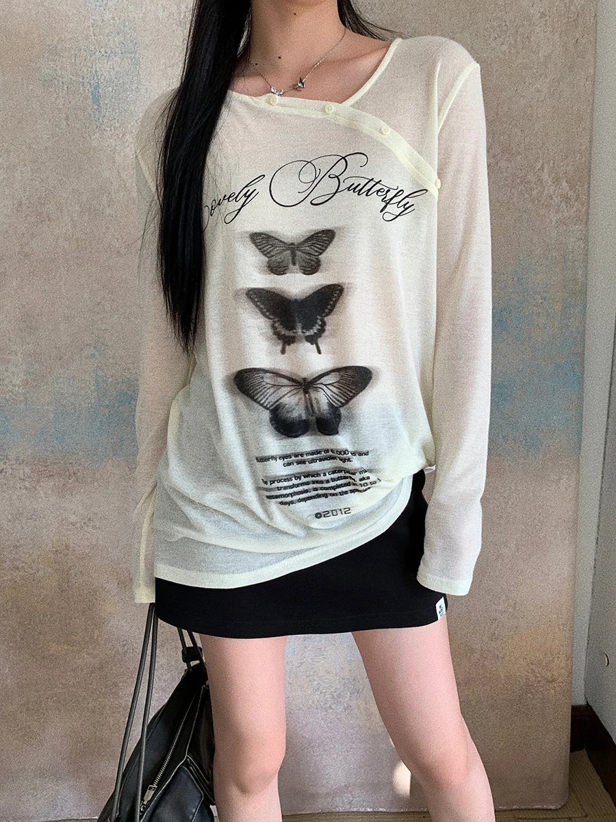 Estate sottile lungo Sve protezione solare da donna irt Trendy Lazy Sle Top Design Sense Casual Pendolarismo Sle T-shirt ampia vestibilità