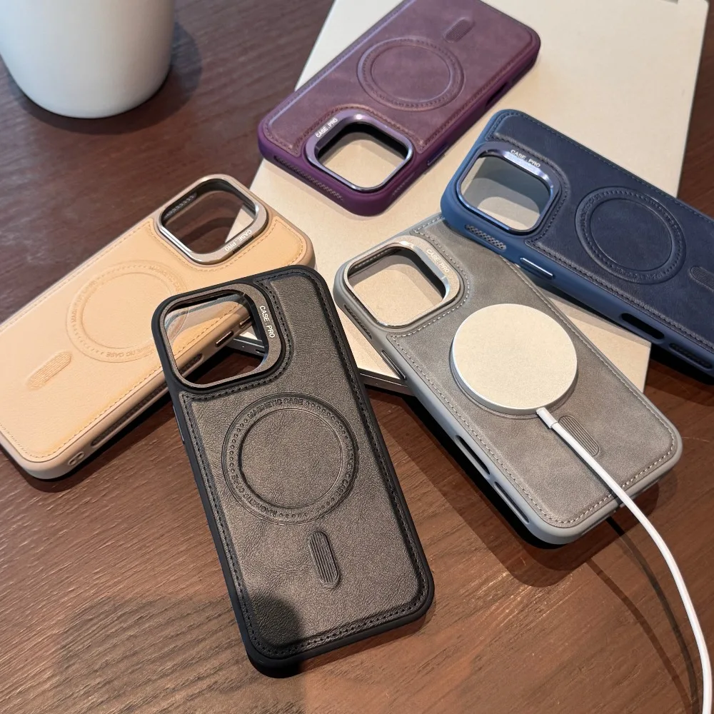 عدسة مغناطيسية غير مرئية بشريط جلدي مناسبة لهاتف iPhone 11-16 Promax غطاء حماية، شامل ومضاد للسقوط