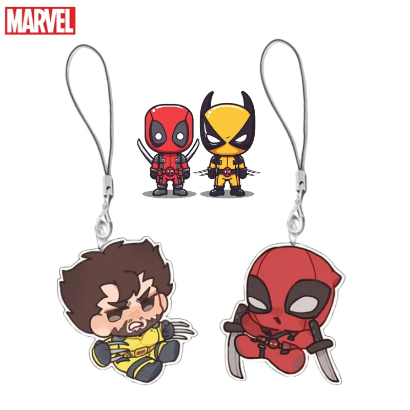 

New Marvel Deadpool & Wolverine Anime movies Cartoon Q version keychain mobile phone decoration lanyard high-value holiday gift