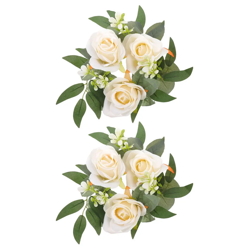 

2Pcs Flower Wreaths Rings Realistic Artificial Rose Ring for Bedroom Living Room Door Wall Hanging Decor