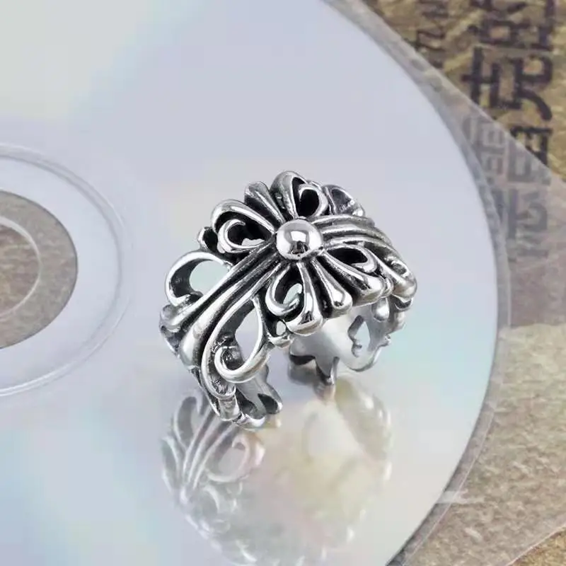 New retro opening ring cross men and women fashion personality net red couple index finger ring image 2