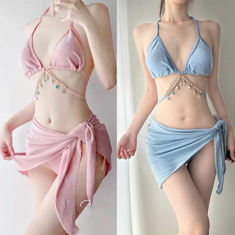 Sexy Bikini Set Resort Seaside Hot Springs Women Swimsuit Female Swimwear South Korea Split Wear Lace Up Bathing Suit