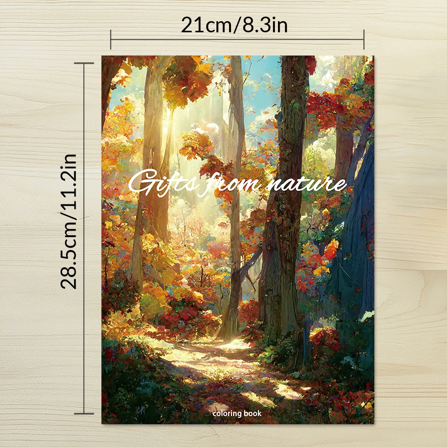 Gift from nature Adult Coloring Book - 8.3x 11.2 Inch 32 Page Coloring Book - Helps Reduce Stress and Ease Emotions