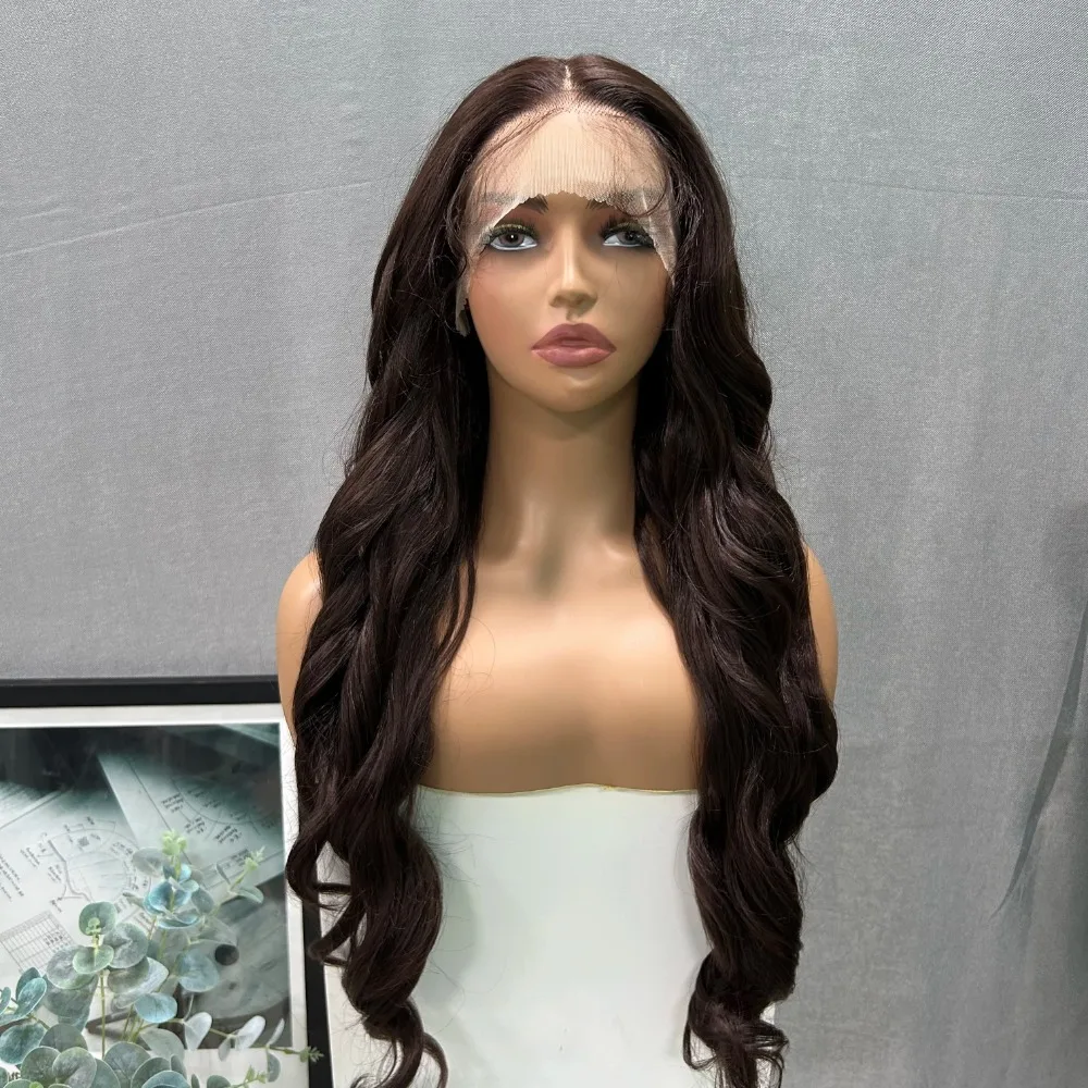 

X-TRESS Synthetic Brown Wigs Elegant 28 inch Long Body Wave Lace Front Wig for Black Women Breathable Natural Hairline Lace Wigs