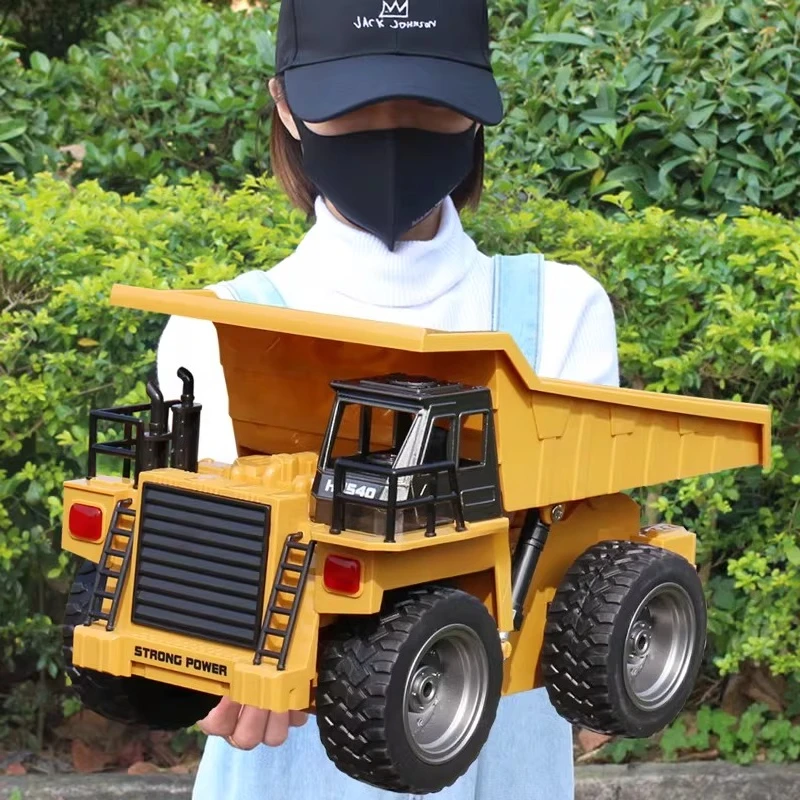 RC Loading Truck Toy 2.4GHz with Lights Rechargeable Liftable Truck Bed Alloy Body RTR Large Capacity Remote Control Dump Truck