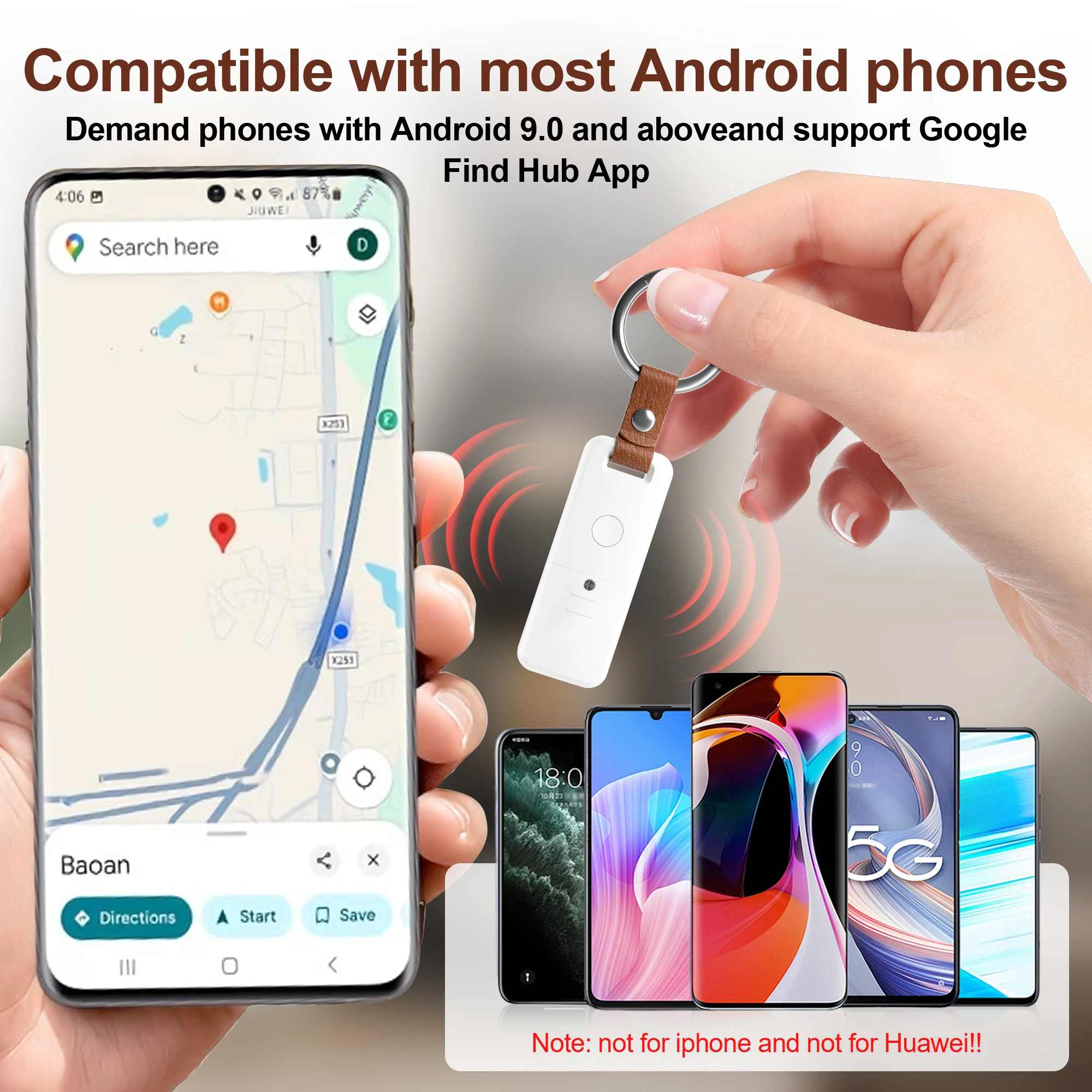Suitable for Google for Android Smart Tracker, Precise Positioning Smart Tag Locator, Compatible with Google Find Hub Device App