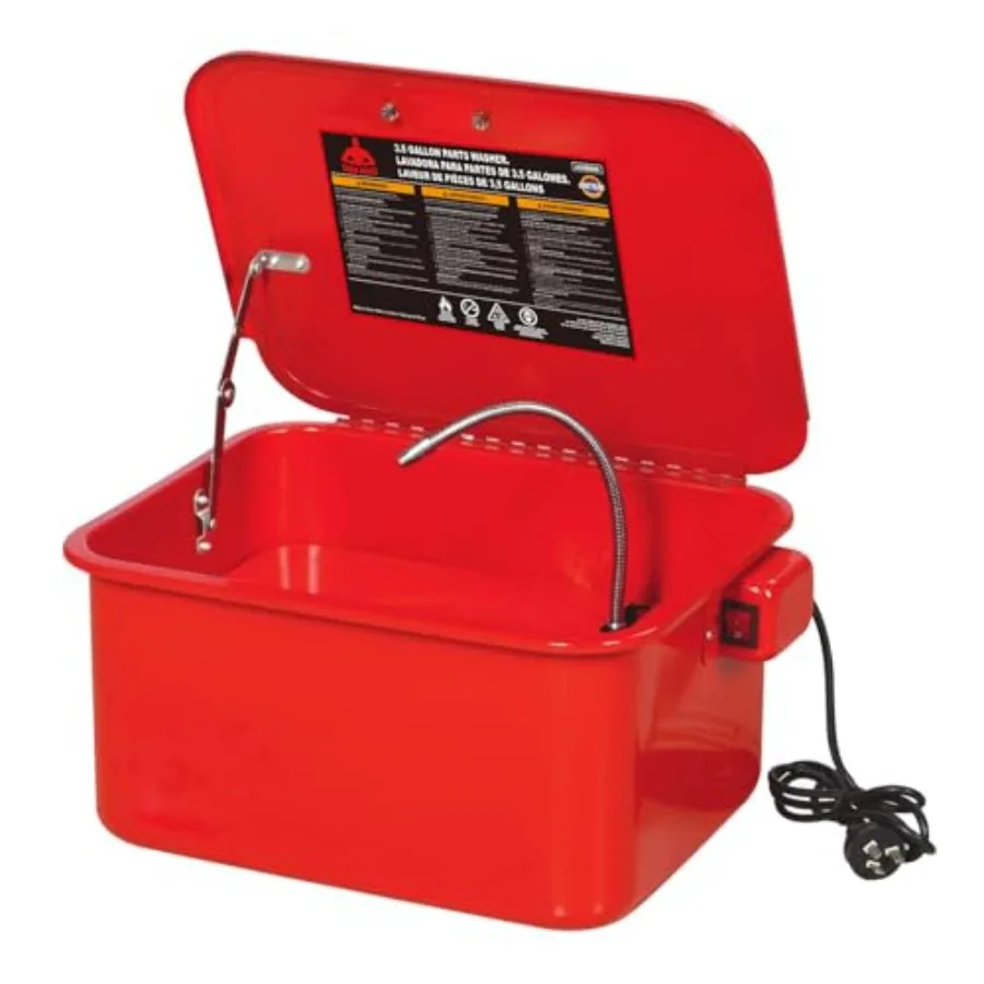 

3.5 Gallon Ccity Portable Steel Cabinet Parts Washer with 110V Electric Pump for Wheel Bearings Gears and Carburetors Red