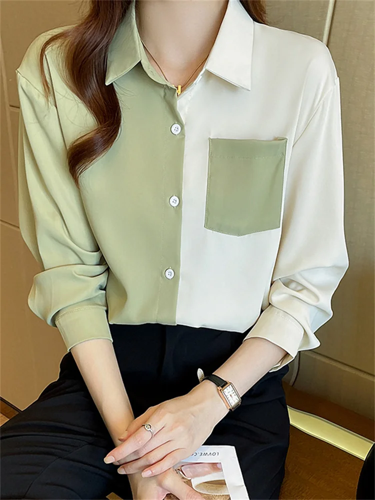 

Summer 2026 Women's Faion Color Blo Chiffon irt Long Sve Midi Length Loose Top Cover Butt Straight Cut Versatile Sle