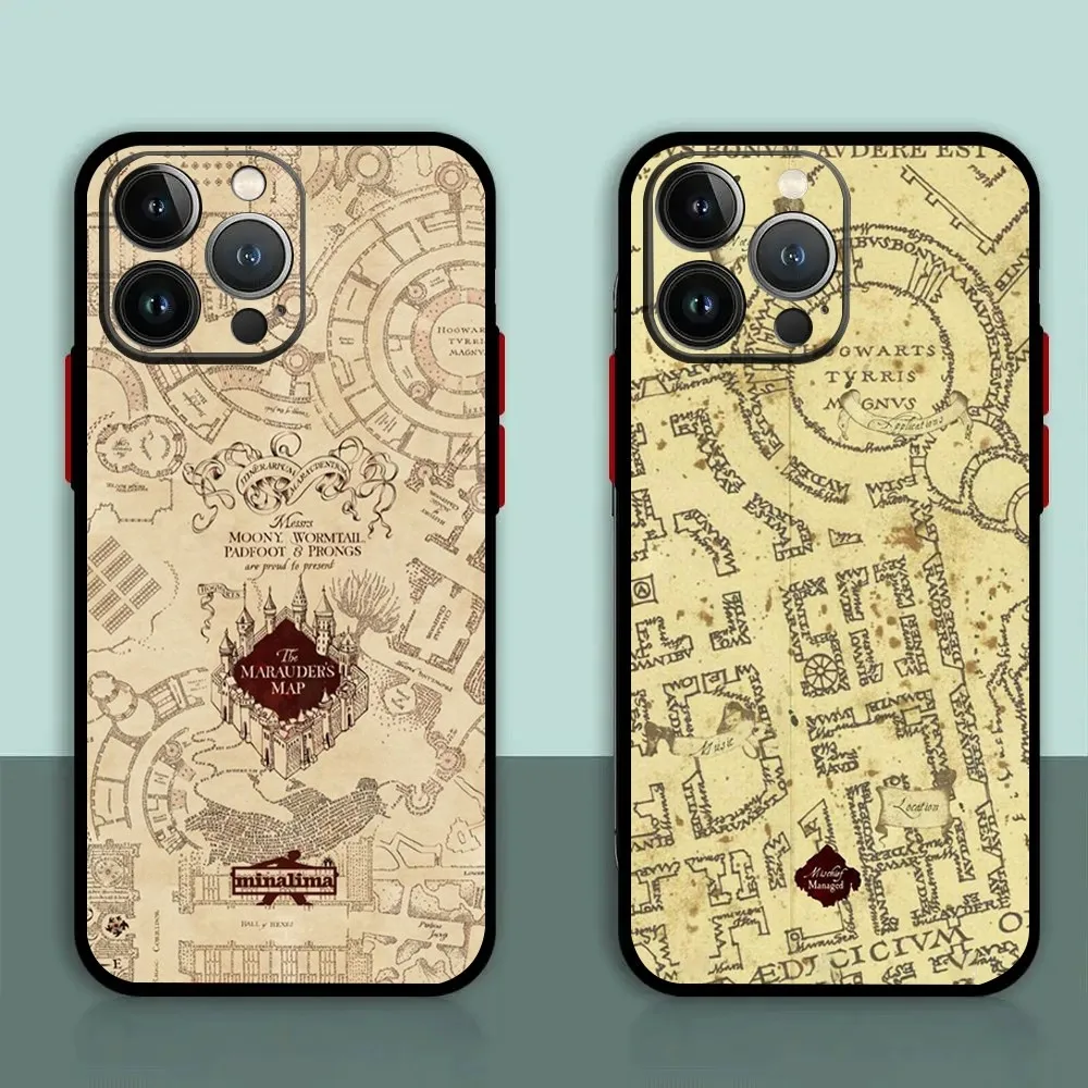 Map Marauder Map Train Ticket Art Phone Case For iPhone 11,12,13,14,15,XS,XR,X,Mini,Pro,Max,Plus Shell