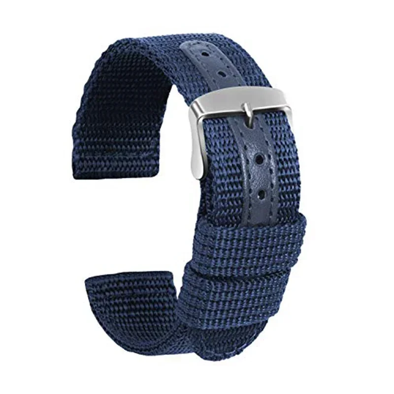 18mm 20mm 22mm 24mm Elastic Nylon+leather Watch Band Replacement Fabric Bracelet Wrist Band Accessories Sport Watch Strap