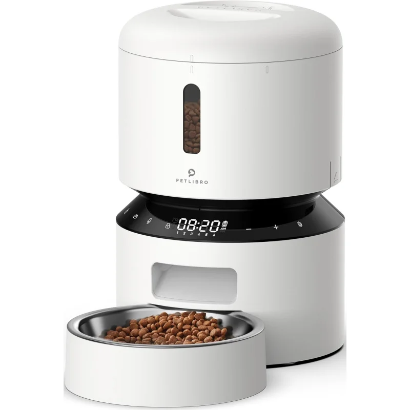 

Automatic Cat Feeder, Automatic Food Dispenser with , 3L Timed for Dry Food, Up to 50 Portions 6 Meals Per Day,White